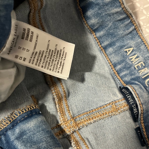 American Eagle Blue Skinny Jeans with Distressed Details Next Level Stretch - Picture 3 of 3